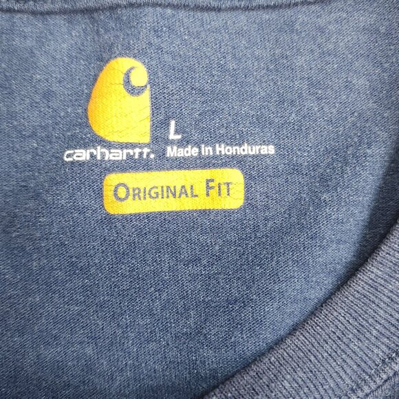 Carhartt Mens Blue Original Fit Pocket T-Shirt L Regular Cotton/Poly Blend - Picture 5 of 8